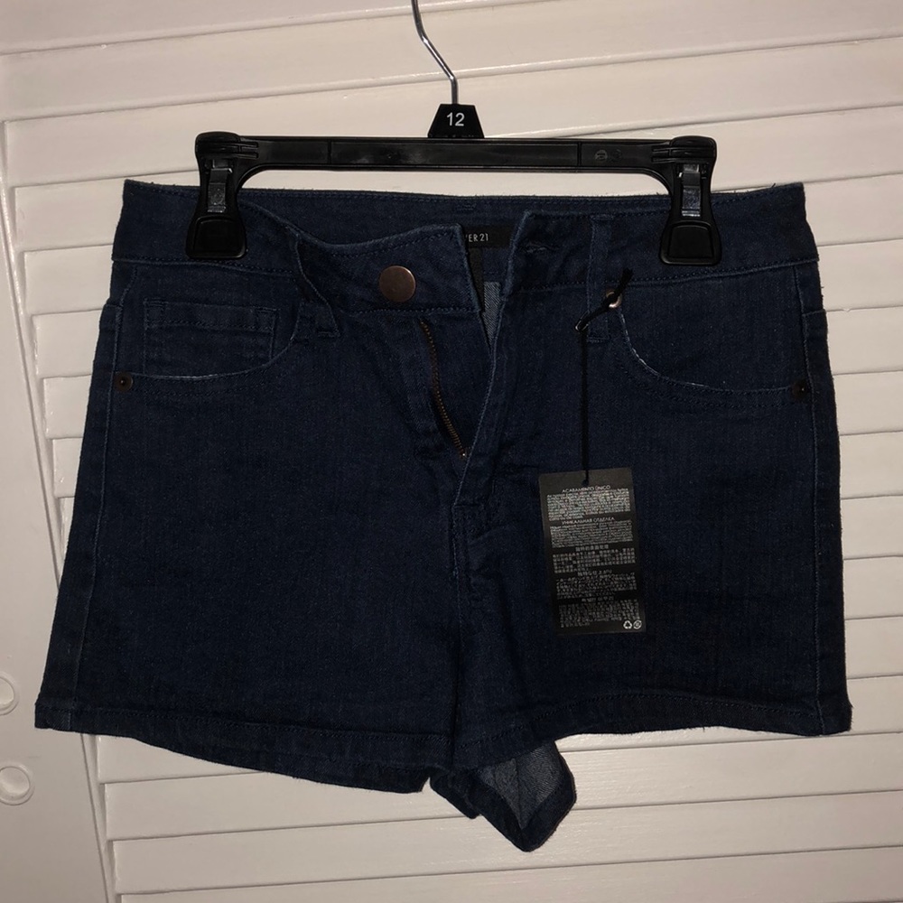 forever 21 dark blue denim shorts